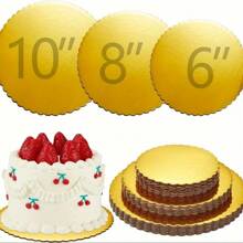 10pcs Gold Round Cake Boards - 8 Inch, Sturdy Cake Boards, Round Cake Bases, Disposable Round Pie/Tart Decoration Bases, For Cake Decorating