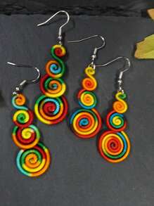 2 Paar bunte bohemische Regenbogen-Ohrringe, modische gewebte unisex Paar-Ohrringe, geeignet für den Alltag, Festivals, Schulanfang, Weihnachten, Paar-Schmuck (Zufallsfarbe)