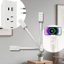 1pc Heavy-Duty Outlet Extender With USB-A & USB-C Ports, Extendable Pole (27.5in), Space-Saving Rotating Socket Organizer, Compatible With Electrical Outlets - Ideal For Home, Office, Entertainment Centers - Ideal For Smartphones, Tablets, Laptops, Chargers, Office Charging Hub, Modern Tech Accessory, Flexible Design - 1pc - View 1