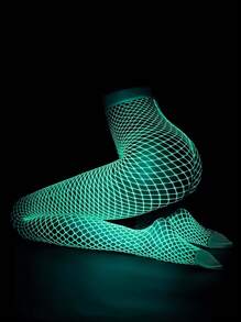 Glow-In-The-Dark Party Fishnet Tights, Sexy White Sheer Stockings That Can Be Worn During The Day. Luminous Glow Leggings For Nightclubs And Bars, Sexy And Tight-Fitting (Suitable For Slim Women, Glows Under Strong Light Or Sunlight)