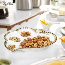 1 Buah Nampan Sajian Keramik, Piring Sajian Porselen untuk Makanan Pembuka dengan 4 (atau 3) Kompartemen, Nampan Sajian Terbagi untuk Camilan, Piring Sajian Buah, Kue Kering, Kacang-kacangan - MultiWarna - View 10