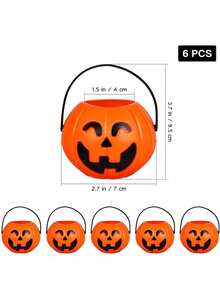 10 件万圣节糖果万圣节糖果桶南瓜糖果桶南瓜灯笼万圣节派对布置道具 - 彩色 - 查看 9