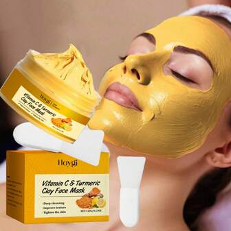 4.23 盎司维生素 C 和姜黄粘土面膜，姜黄去角质面膜，维生素 C 去角质面膜，用于黑头，深层清洁，适合母亲节礼物