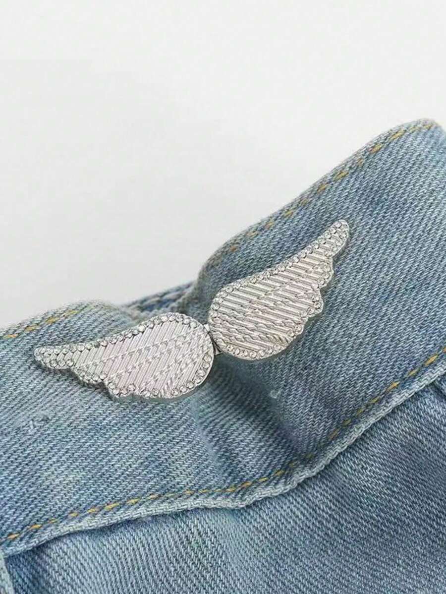 1 Pair Of Waist Shaper Wing Buckles With Detachable No-Nail No-Sew Buckle For Jeans - Detachable Waistband Reducer,Belt - Multicolor - View 1