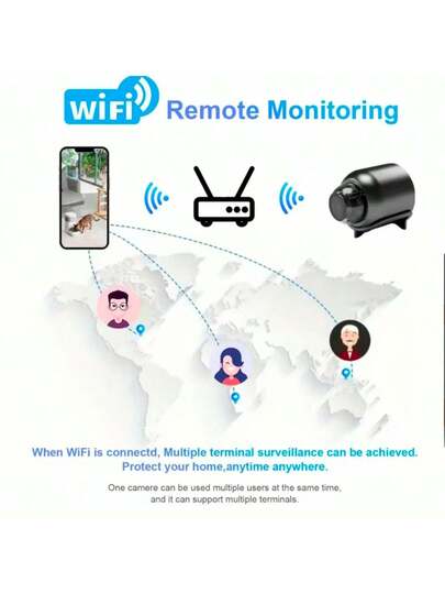 1pc/ Mini Slimme Camera, 2.4GHz Wireless WiFi Security Camera USB/Battery Powered, Portable Indoor/Outdoor Monitor Home, Office, Car Pet, AI Motion Tracking, Night Vision view 9