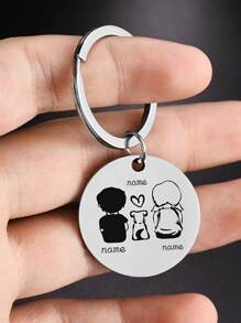1Pc Personalized Stainless Steel Family Name Keychain,Custom Round Pendant With "Family Forever" Design, Engraved Name Option For Loved Ones, Simple Style Gift For Families,For Man Women Customized Names Round Pendant Keychain Pet Accessories Gift Stainless Steel Jewelry Couple Gifts,Customized Valentine's Day Gifts, Birthday Gifts, Anniversary Gifts