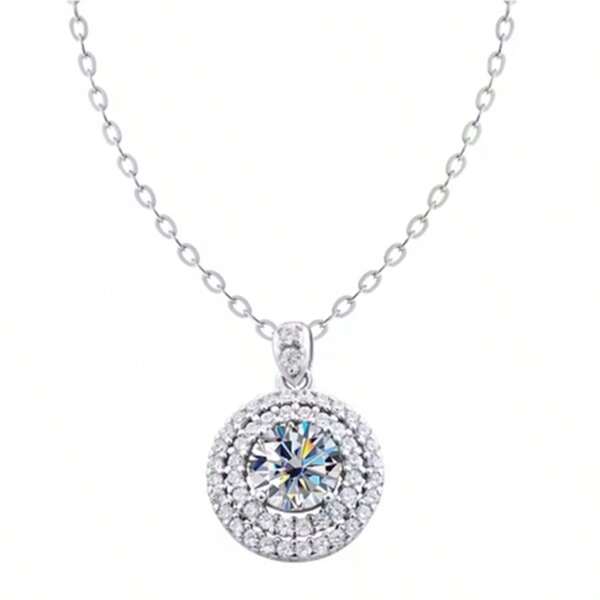 925 Silver Necklace, Color Moissanite Stone 1 Carat Necklace, Fashion Simple, Daily And Wedding Wear, Suitable For Valentine's Day, Easter, Mother's Day, Graduation Season, Teacher's Day, Thanksgiving, Christmas Gifts.