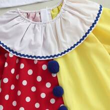 0-5 Years Kids Toddler Baby Boy Girl Clown Costume Halloween Outfits Contrast Color Long Sleeve Jumpsuit And Hat 2Pcs Clothes Set Funny Clown Dress Up Cosplay Costume - 紅色 - 查看 5