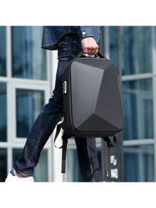 防盗防水黑色商务 USB 充电硬壳笔记本电脑背包，适合 16 英寸笔记本电脑，男士适用