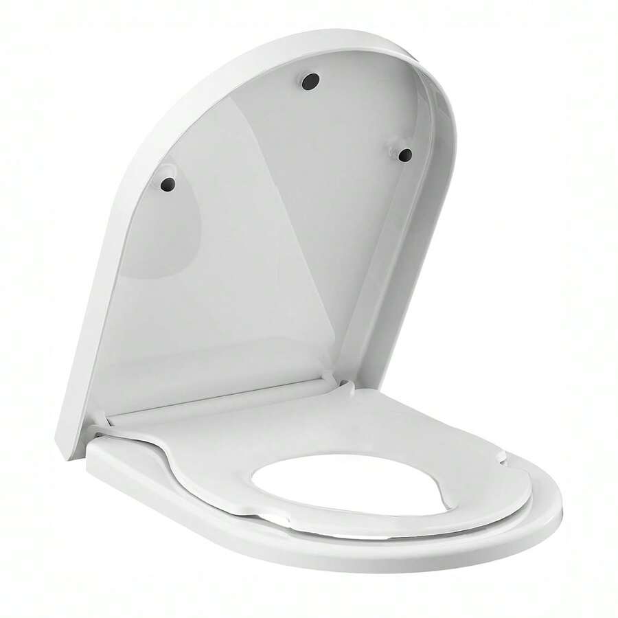 D-Shaped Toilet Seat With Integrated Toddler Seat, Soft Close Automatic Lowering Lid, Potty Training For The Bathroom At Home, White - White - View 1
