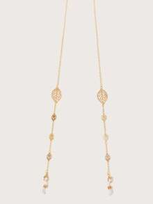 1 pezzo Catena per occhiali in metallo retrò minimalista a forma di foglia, laccio antiscivolo per occhiali, cinturino portaocchiali alla moda, accessori per occhiali, opzione regalo, può essere utilizzato anche come laccio per mascherina - Catena per occhiali in metallo - Visualizzare 3