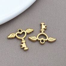 2pcs Stainless Steel Lock Heart Charms Metal Key Charms Padlock Charm Pendants Jewelry Findings Making Accessory For DIY Necklace Bracelet Earrings - Gold - View 12