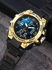 1pc New Fashion Dual Display Luminous Waterproof Men's & Teenager Outdoor Sports Electronic Watch - A - View 8