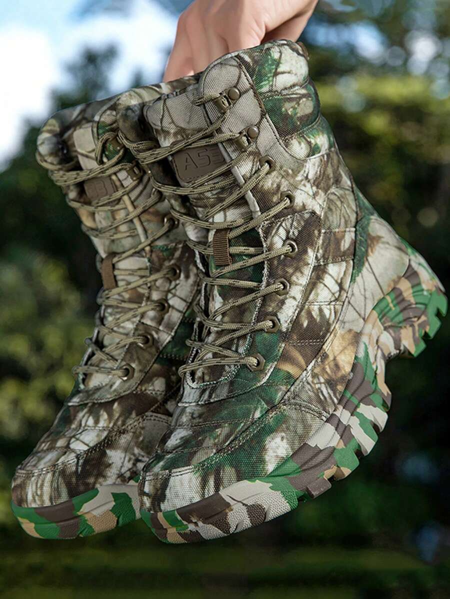 (300+Sold) Men's Outdoor Hiking Boots, High-Quality Mountaineering Boots, Durable Anti-Slip Hiking Shoes, Training Boots, Snow Boots, Couples Models, Men's Tall Boots, Men's Outdoor Hiking Shoes, Men's Sports & Outdoor Hiking Boots, Sports & Casual Shoes, Green Shoes, Khaki Shoes, Men's Riding Boots, Suitable For Cold Weather In Autumn/Winter, Outdoor Camping, Photography, Cycling, Hunting, Exploration, Wear-Resistant Anti-Slip All-Terrain Grip, Size 39-47 (Asymmetrical Pattern) - Army Green - View 1