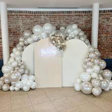 92 balões de areia branca perolada de tamanhos diferentes, balões bege perolados, arco de guirlanda em 18, 12, 10, 5 polegadas, marfim creme, boho, balão neutro para casamento, chá de panela, formatura, aniversário, noivado, aniversário - Multicolorido - Ver 2