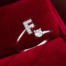 1pc Minimalist Cute Fashionable Niche Design 26 Letter Ring For Women, Suitable For Daily Wear On Finger - Silver - View 11