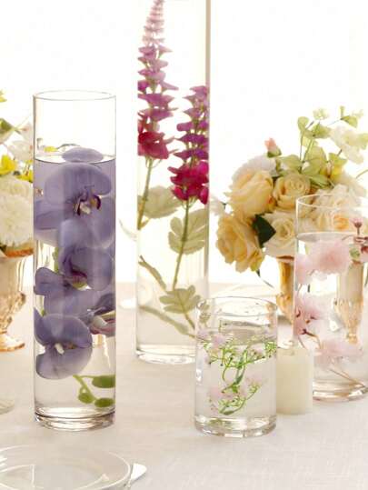 10/15/20cm High Glass Cylinder Vase, Tulip Desktop 1pc Vase les, Fresh Flowers, Pebbles, Beads Lanterns Transparent Wedding Tafel Centerpiece Home Room Flower view 3
