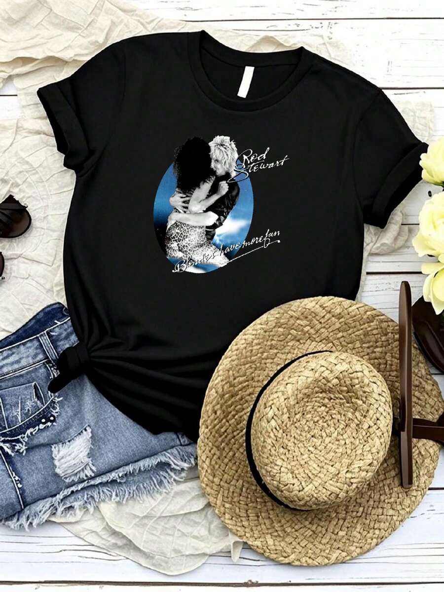 180g Pure Cotton ROD STEWART 1979 Style CONCERT T Shirt Light Blue Size S 5XL LI586 Summer Soft Versatile Casual Stretched Print Round Neck Short Sleeve Comfortable Slightly Fashion For Women Streetwear Graphic Designer Clothes Top For Everyday Wear Unisex Breathable Stylish Men
