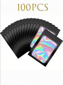 100 个透明窗口珠宝袋，渐变色珠宝密封袋，可重复使用，防尘防氧化，适用于戒指、耳环、项链、吊坠等珠宝、珠宝配饰整理、家居必需品、节日礼物。 - 彩色 - 查看 41