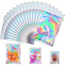 2025100 Pcs Smell Proof Bag, Zip Lock Mylar Bags With Clear Window, Resealable Holographic Bag For Gift, Jewelry, Snack, Candy, Treat, Small Business Packaging Bags, Small Goody Baggies (4x6in) - 綠色 - 查看 2