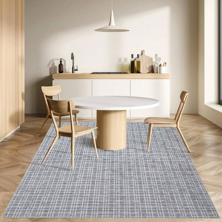 Dragonpad Modern Plaid Area Rug, 2*3ft/2*6ft/3*5ft/4*6ft/5*7ft/6*9ft/8*10ft/9*12ft/10*13ft Washable Rug Indoor Contemporary Non Slip Rug Soft Comfy Non-Shedding Floor Carpet Low Pile Foldable Thin Rug For Living Room Bedroom Home Office Dorm - Dark Gray-5*7FT - View 1