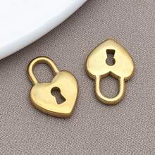 2pcs Stainless Steel Lock Heart Charms Metal Key Charms Padlock Charm Pendants Jewelry Findings Making Accessory For DIY Necklace Bracelet Earrings - Gold - View 21