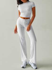 GOSOUER Women's 2 Pieces Outfits Summer Loungewear Sets Crop Top & Joggers Set Lightweight Tracksuit With Pockets Casual Streetwear