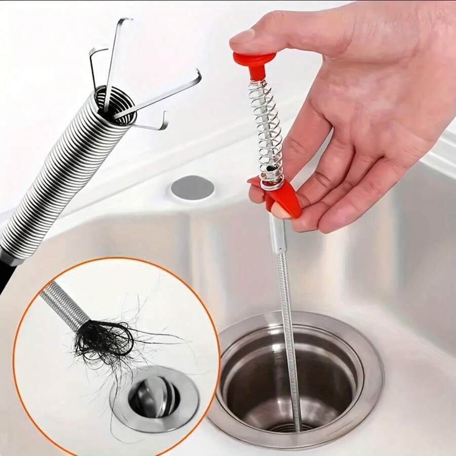 Toilet Unclogging Tools - Household Toilet Drain Cleaner With 4 Claws, Flexible Handheld Sewer Gripper For Debris Removal, Household Sink And Drain Garbage Pickup, Restaurant And Hotel Sink Cleaning Pliers - 23.62吋排水工具 - 查看 1