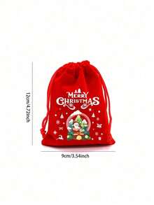 10件套圣诞节和万圣节大号礼品袋，带抽绳封口 - 紅色 - 查看 3