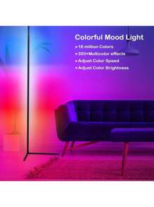 2/1pack Corner Floor Lamp, Smart RGB LED Floor Lamp With App And Remote Control, High Brightness Led, 16 Million Colors, Music Sync, Timer Setting, Mood Lighting, Ideal For Living Rooms, Bedrooms, Room Decor,Halloween