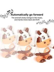 Jouet de danse de vache électrique pour enfants avec musique et lumière, jouet d'apprentissage de la petite enfance, cadeau d'anniversaire, cadeau de Noël (3 piles AA non incluses) (certaines pièces sont envoyées au hasard)