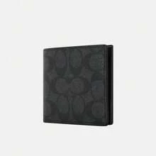 Coach Leather Id Billfold Wallet For Men Slim Rfid Blocking Wallet With Clear ID Window Casual Business Short Wallet For Men With Six Credit Card Slots - Dark Gray 1 - View 2