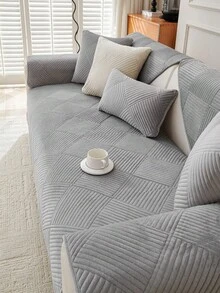 1 pieza Funda de cojín de sofá de felpa gruesa, Cojín de asiento de sofá moderno y minimalista antideslizante y cálido, Funda de sofá a prueba de polvo y lavable, Suave y resistente a la decoloración, Apta para mascotas, Se ajusta a sofás en forma de L y de 1/2/3/4 plazas, Adecuada para dormitorio, oficina, sala de estar