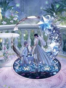 Three-Layer 2D Flat Popular Game Character Acrylic Desktop Decoration Ornaments, Romantic Wedding Scene Ornaments, Game Acrylic Ornament Models, Collectible Game Peripherals, Desktop Decoration