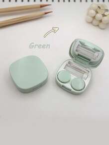 1PC马卡龙隐形眼镜收纳盒简约便携镜伴盒方形隐形眼镜盒DIY纯色隐形眼镜盒适合日常户外使用