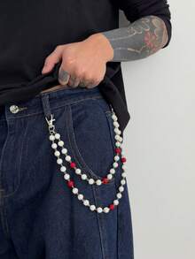 1 件时尚优雅简约多层水晶链腰带，男士独特身体链装饰裤子 - 水鑽腰鏈 - 查看 7