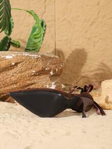 On feet& in love Women's Elegant Velvet High Heel Pumps With Bow, French Pointed Toe Hollow Out Stilettos, Suitable For Dresses,Burgundy Heels - Brown - View 7