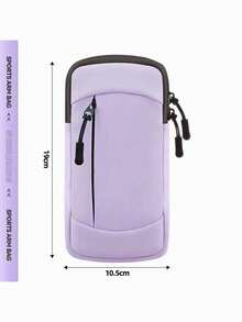 1 Pc Sports Waterproof Arm Bag, Solid Color Polyester Fiber, Zipper Closure, Universal, Suitable For Running, Hiking, Fitness - Adjustable Wristband Phone Pouch For Outdoor Hiking And Cycling Running Accessories
