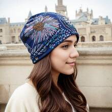 4 Pack Vintage Flower Printed Slouchy Beanie Boho Turbans Breathable Skull Cap Warm Beanies Chemo Cap For Women - A - Xem 3
