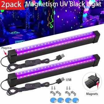 Luz Negra UV de Halloween - LED de 395 Nanômetros Portátil, Adequado para Iluminar Festas, Detectar Manchas Ocultas e Inspecionar Roupas (Perfeito para KTVs e Casas Mal-Assombradas)