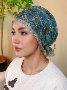 1 buc. Model floral cu dungi, floral (combinație), casual, boem, petrecere, drăguț, poliester, mărgele, stras, ciucure, broderie, patchwork, eșarfă pentru cap, potrivită pentru zi cu zi, acasă, vacanță, întâlnire de seară, cadou, toate anotimpurile, decor elegant cu ciucure din mărgele acrilice, decor cu coadă de pește, stras, broderie florală, decor