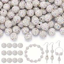 30/100 Stück Mehrfarbige Strass-Perlen, Glänzende Ton Weihnachts-Perlen-Armband, Baseball Halskette, Ohrringe, handgemachte und DIY glänzende runde Shamballa Discokugel-Perlen (Großpackung)