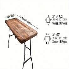 1 件弹性边缘设计桌布，天然木纹图案 - 弹性桌布，增强家居装饰，色彩鲜艳，户外桌布，野餐配件，适合室内和室外使用 - 黑色 - 查看 8