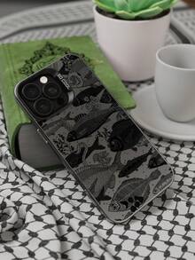 极简线鱼纹手机壳，磨砂防摔保护相机手机保护套，兼容 iPhone11、12、13、14、15、16 ProMax X、XS、XR、16E、15 Plus，兼容三星 Galaxy A03、A05、A05S、A12、A14、A15、A32 4G/5G、A35、A52/A52s 5G，兼容 OPPO A16、A17、A36、A57 4G、A58 4G、A60、A78 4G、A94、A95，兼容 Realme C21Y、C30、C35、C53、C67 4G - 彩色 - 查看 2