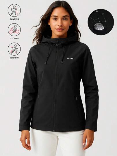 Women's Waterproof Windproof Outdoor Hooded Jacket – Breathable Softshell Hiking Coat With Zipper Pockets, Lightweight Spring Fall Trekking Camping Rain Shell For Hiking, Climbing, Backpacking, Travel & Casual Adventure