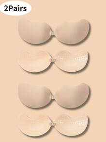 2 对无肩带粘合文胸芒果杯文胸花瓣，透气，适合小胸围，提升和聚拢，隐形露背文胸，适合连衣裙、礼服和内衣 - 彩色 - 查看 4
