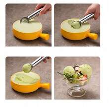 1pc Ice Cream Scoop, 7-Inch Non-Stick Anti-Freeze One-Piece Aluminum Scoop, Heavy Duty Durable Design, Easy To Clean, For Gelato, Cookie Dough, Sorbet, Almonds - Multicolor - View 3