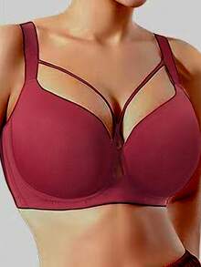 Invisible Push Up Bra For Large Breasts, Supportive Seamless Plunge Bra, Lightweight And Sexy - Red - View 3