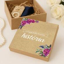 Wedding Or Baptism Or Debutante Godfather And Godmother Invitation Box - Only Box (MDF) 15x15x5cm For Souvenirs And Gifts Such As Ties, Bracelets And Chocolates) Cover You Are Part Of Our History - 玫瑰紅 - 查看 1
