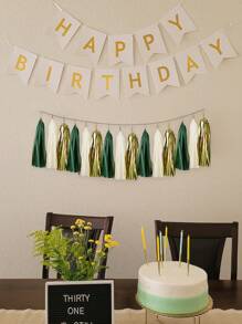 15pcs Shiny Tassel Flower Wreath Garland Paper Tassel Banner, Desktop Decor, Suitable For Wedding, Birthday, Bridal Party Decoration, DIY Kit